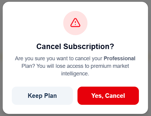 Cancel Plan confirmation dialog